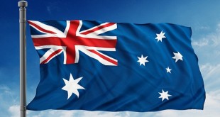 Australian flag on blue sky
